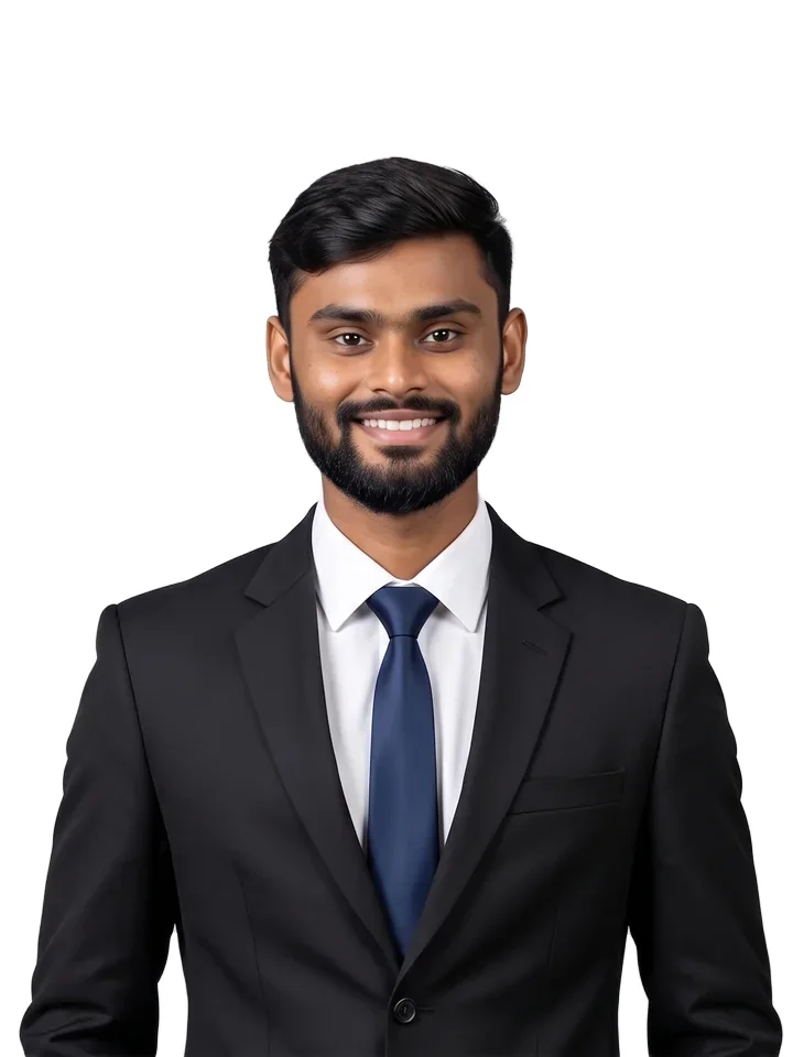 Studio portrait of Anand Kumar Yadav.
